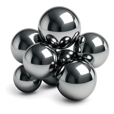 group of chrome spheres clustered together, highly reflective and metallic sticker