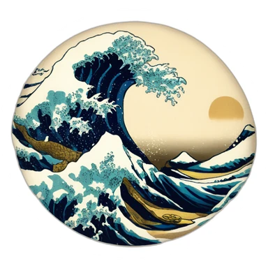 Hokusai in the style of Salvador Dali sticker