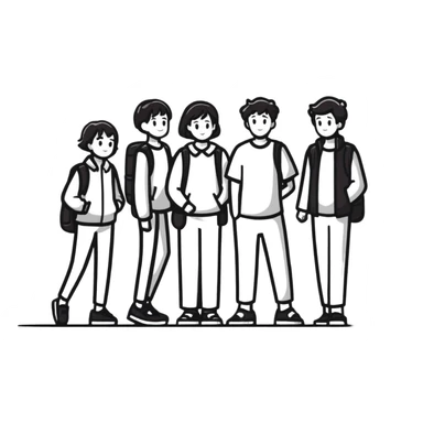 team of five people sticker