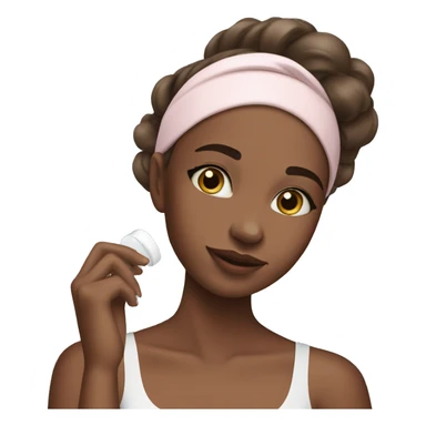 Girl applying skincare on her face with a skincare headband on sticker