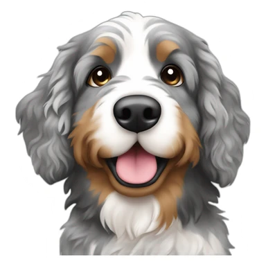 mini merle colored bernedoodle sticker