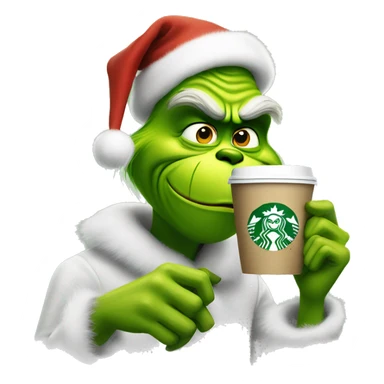 Grinch drinking Starbucks sticker