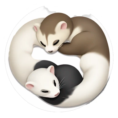 2 ferrets sleeping forming yin yang sticker