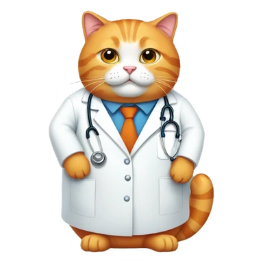 Fat orange cat dressed as a doctor sticker
