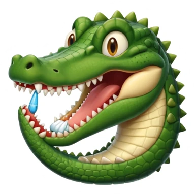 an alligator opening its mouth with a dentist sticker