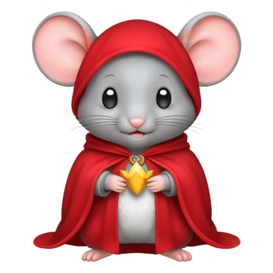 baby grey mouse, in magic red cloak sticker