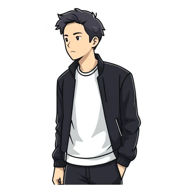 male in black jacket sticker