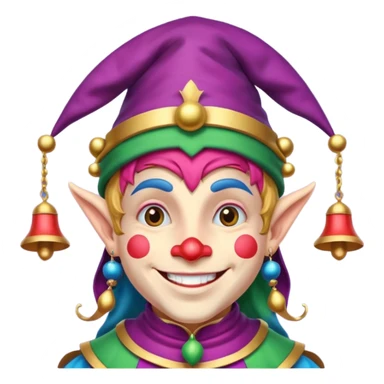 Royal Jester – Smiling trickster with colorful hat and bells sticker