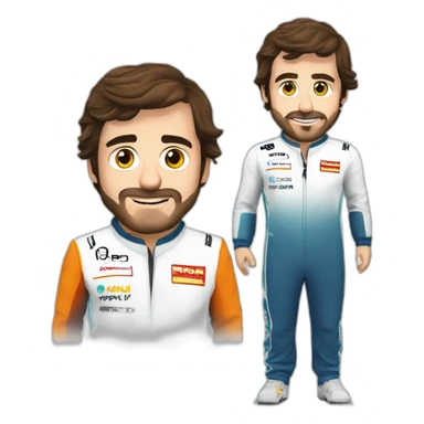 Make an emoji with Fernando Alonso un a F1 car saying help sticker