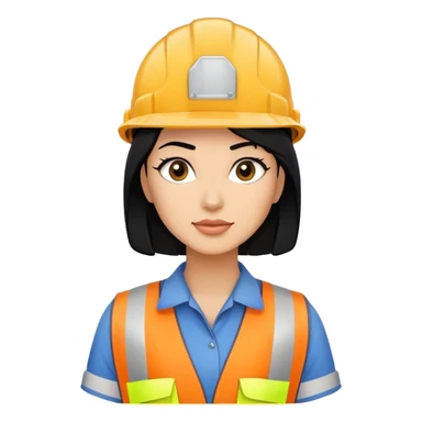 Woman with black hair construction worker  sticker