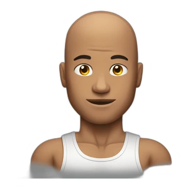 a muscular man with a bald head sticker