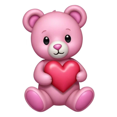 pink teddy bear with hearts sticker