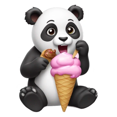 Pink panda eating ice cream sticker