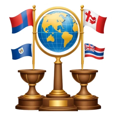 icon featuring podium with a speaker, national flags, and voting ballots, symbolizing political science. The design includes a globe and scales of justice in the background, representing governance, global affairs, and political theory. Transparent background emphasizes civic engagement and policy. sticker