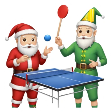 Santa and elf  playing pong at party sticker