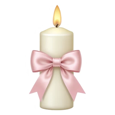 make a white candle with a light pink ribbon bow sticker