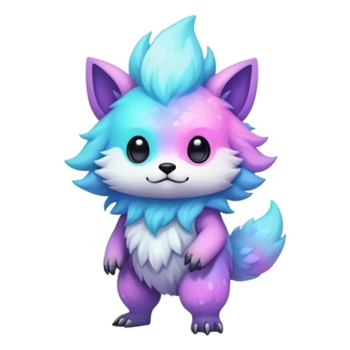 Epic Edgy Cute Colorful Pastel Nebula Modern Vernid-Protogen-creature-animal, full body sticker
