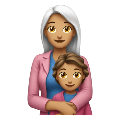 abrazo mama  e hija adolescente banca sticker