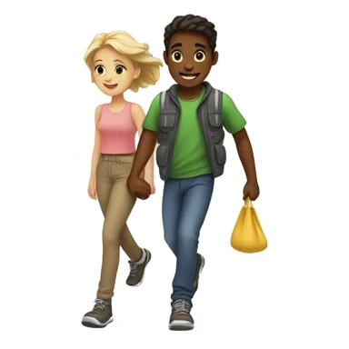 Boy and girl on a walk sticker