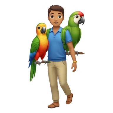 Walker + parrot on shoulder, Pet Walkers, Full body with walk pose sticker