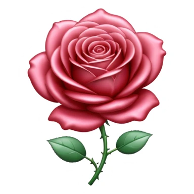 A rose emoji made of liquid silver metal minimalistic iOS emoji style, centered, sticker