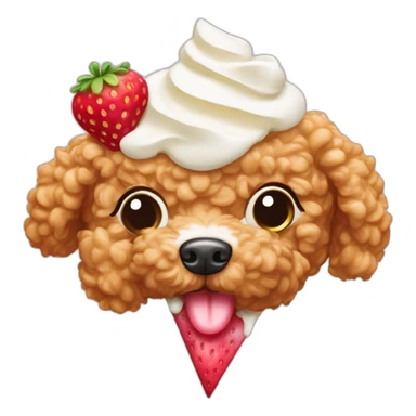 Poodle faced Stawberry crepe with whipped cream  sticker