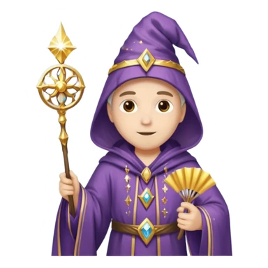 fan with sparkles and a wizard robe sticker