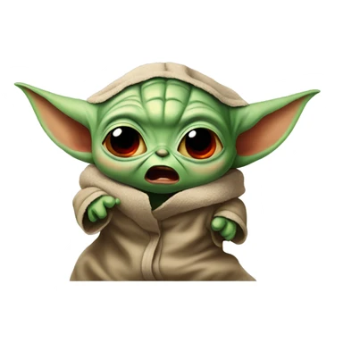 Baby Yoda screams in terrible anger. His whole face is red with rage. sticker