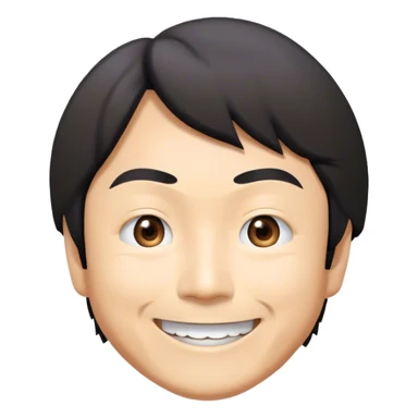 ​Cinematic Realistic Portrait of a Smiling Shigeru Miyamoto, depicted with warm, approachable features, showing a giant smile with expressive eyes, set against a subtle backdrop, inviting lighting that captures his innovative spirit sticker