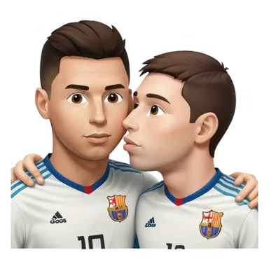 Ronaldo and Messi soccer players kissing sticker