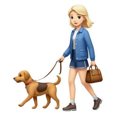 Realistic girl walking dog sticker