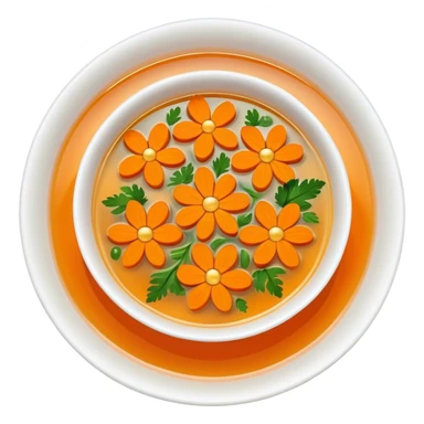 Clear Soup with carrots in shape of orange flowers sticker