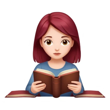 A beautiful, burgundy haired girl reading a book sticker