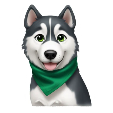 Cute husky named rocky with a dark green bandana on her neck sticker