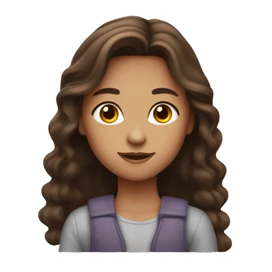 a girl with dark brown eyes, long brown hair with a slight shade of orange, freckles on her face. She waves hello sticker