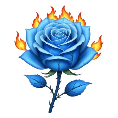 Create blue rose burning in blue flame sticker