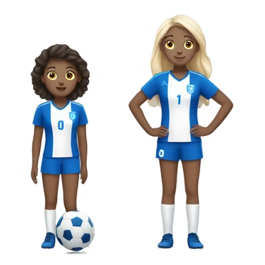  2 girls watching soccer in blue and white clothes sticker