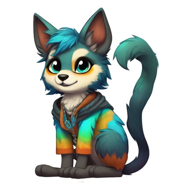 Cool cute Kawaii edgy colorful anthro fantasy animal fursona by griffsnuff & LiLaiRa & Falvie full body sticker