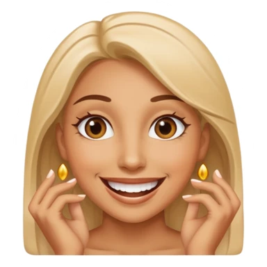  a woman totally happy with the biggest smile sticker