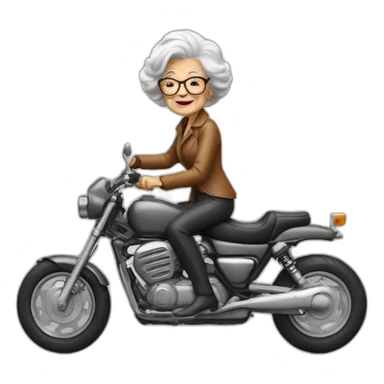 Old cool lady on a motorcycle sticker