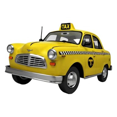 3D yellow taxi cab sticker