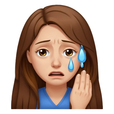 woman with long brown hair crying sticker