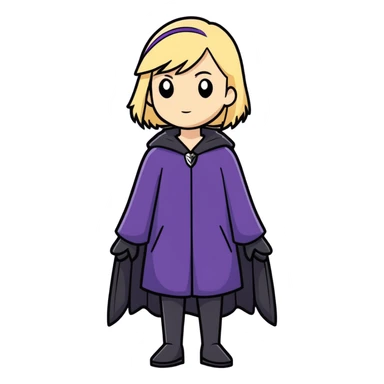 ￼ woman in our 50s blonde red we are wearing purple and she looks like a raven sticker