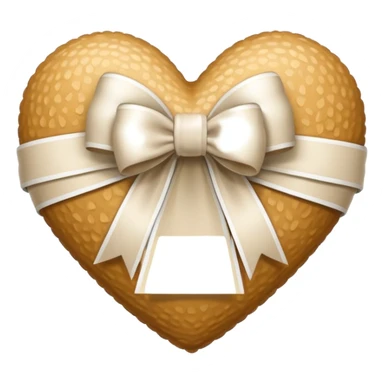 Beige heart with white ribbon and bow sticker