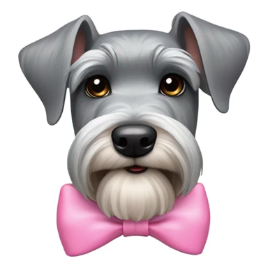 Cute grey schnauzer with pink bow near ear sticker
