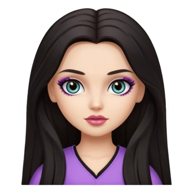 dark long hair, pretty eyes, pretty makeup, pretty bratz baddie sticker