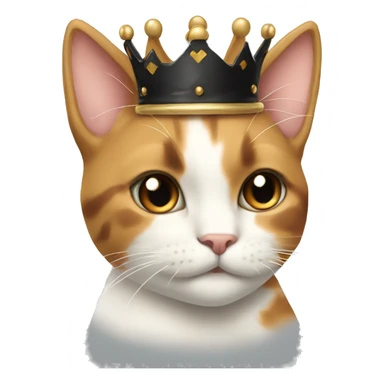 calico cream cat with black calico cat facing the side with crown sticker