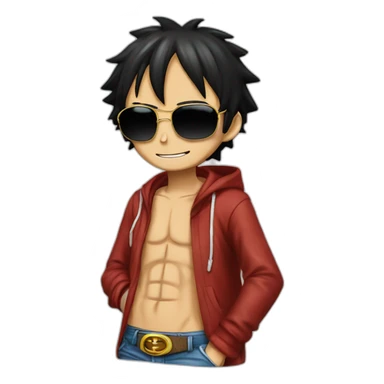 Luffy of one piece with sunglasses and hoodie  sticker