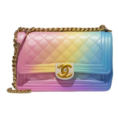 Cuba collection Chanel boy bag with Rainbow diagonal ombré with pastel pink, yellow and blue sticker