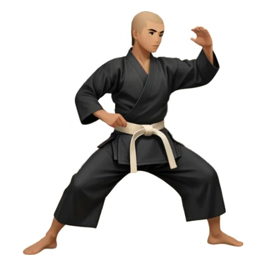 An icon depicting a martial artist in a black gi performing an Aikido technique in a dojo. The background showcases wooden floors, traditional dojo decor, and soft lighting that creates a peaceful yet focused atmosphere. The Aikido practitioner demonstrates fluid movement and precision.  sticker